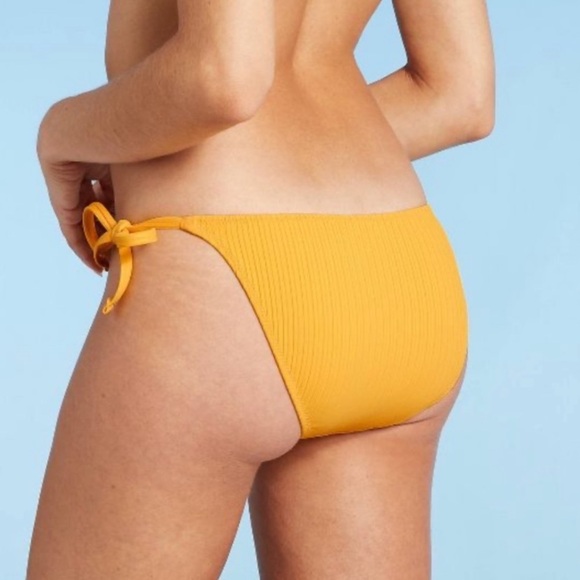 Shade & Shore Spice Yellow Ribbed Side tie Bikini Bottom - Picture 3 of 7
